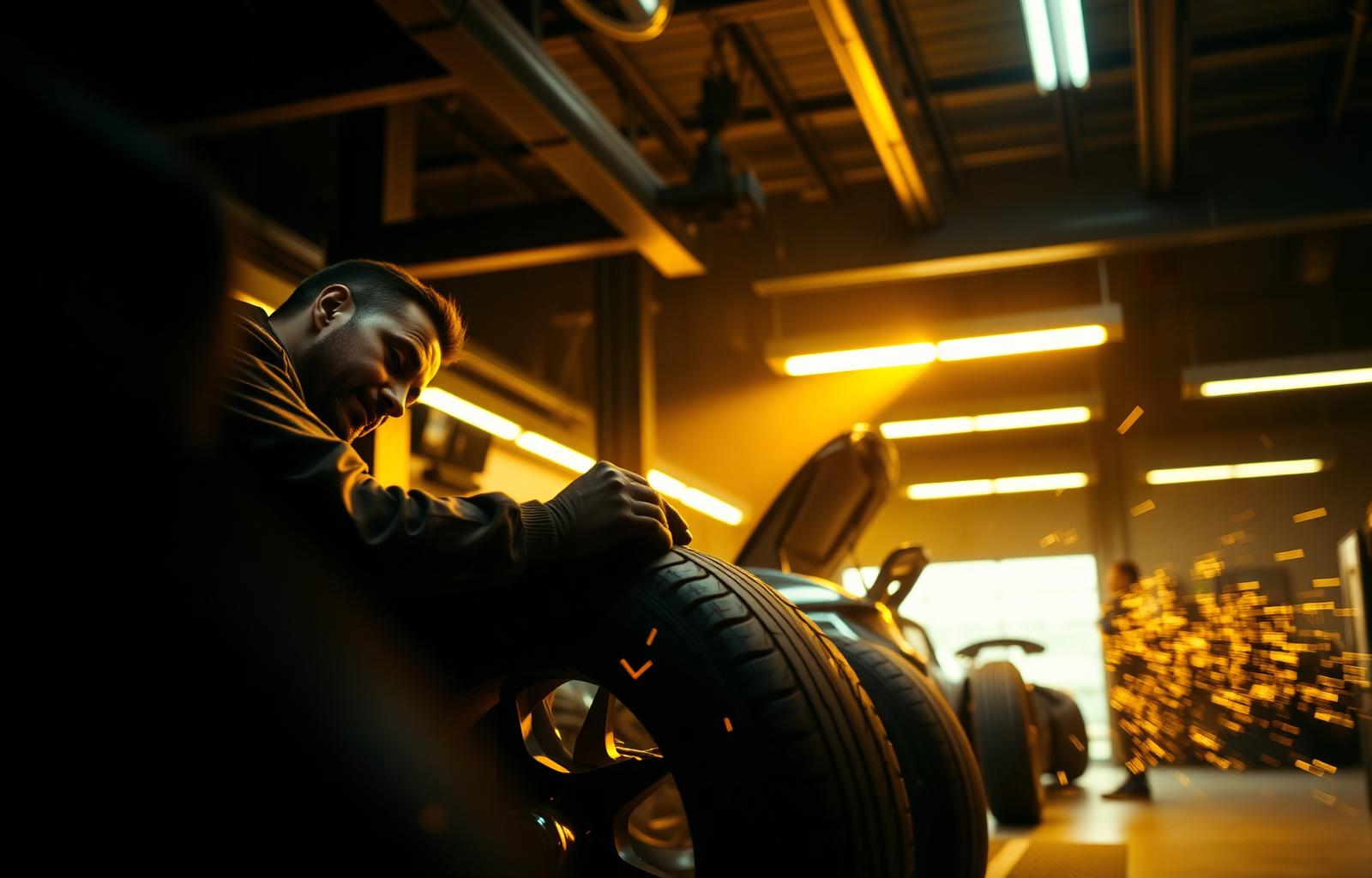 Mechanic servicing a tire at H&M Tires & More